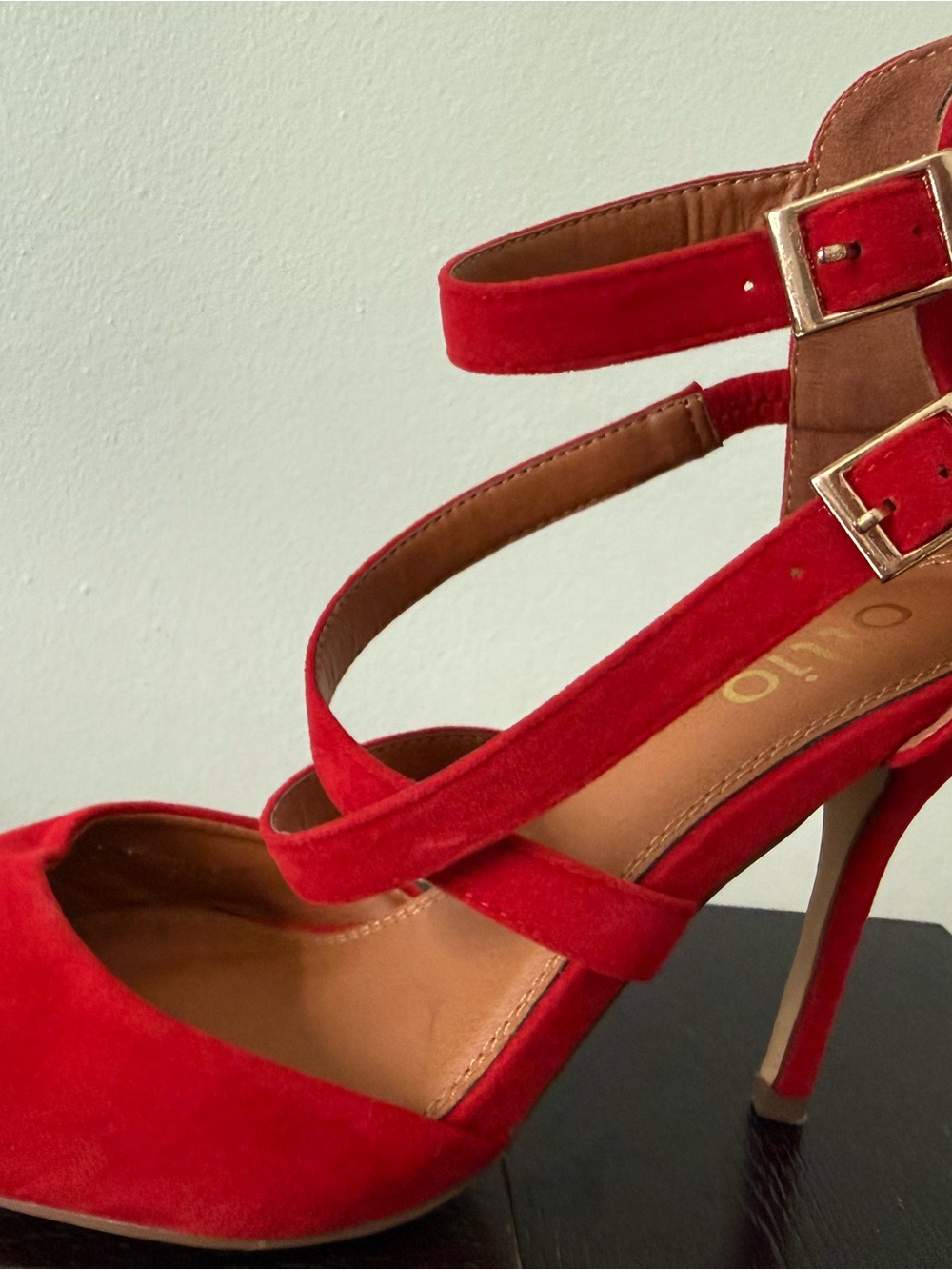 Red Strappy High Heel Sandals - Women